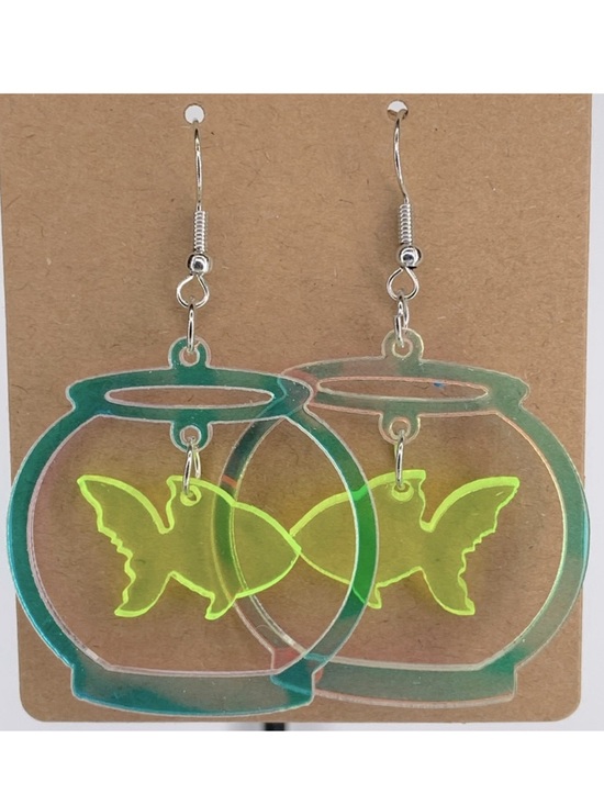 Fashion Jewelry Jewelry - Clear Neon Fish Bowl Acrylic Dangle Earrings
